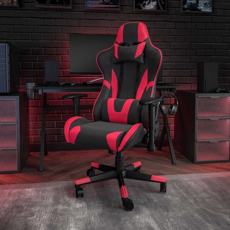 FLASH FURNITURE Red LeatherSoft Gaming Chair with Reclining Back CH-187230-1-Red-GG